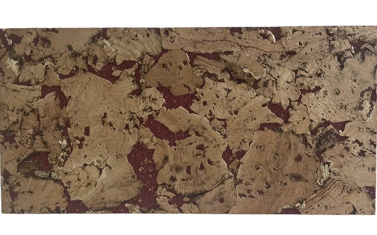 Cloud Red cork wall tile, 600 × 300 mm, natural cork surface with red accents