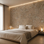 Cloud Snow Cream cork wall tile shown in a conceptual residential bedroom visualization