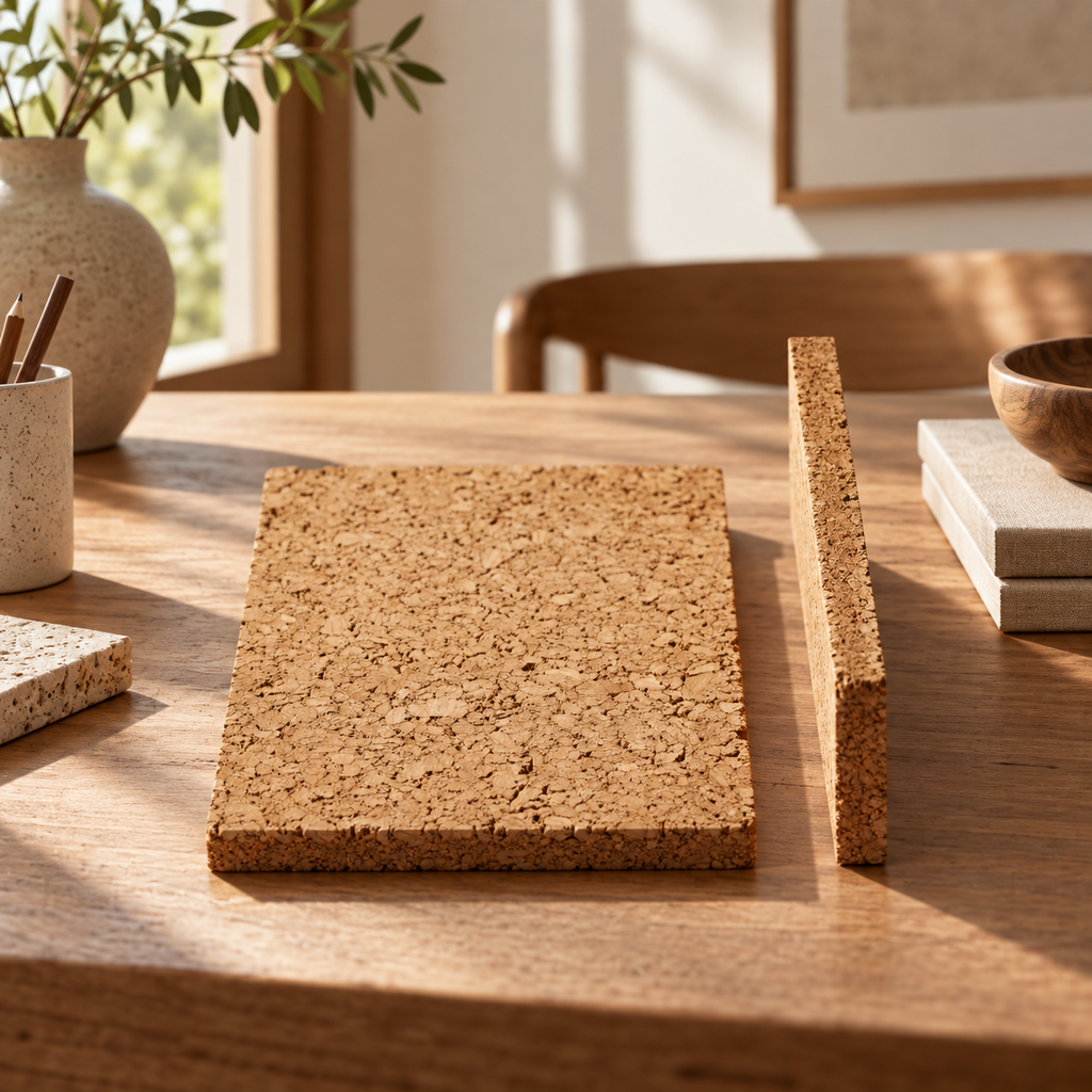 Coarse-Grained Agglomerated Cork Sheets in a premium natural interior setting