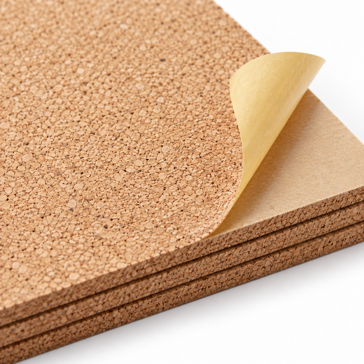 Coarse-grained Self Adhesive Cork Sheet, macro cork texture and release liner detail