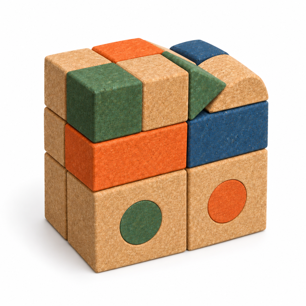 Colored Cork Creative Set Ref. 3450-C — angled view of the cork pieces