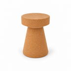 Cone Cork Stool, angled studio view showing the tapered cone base and round seat