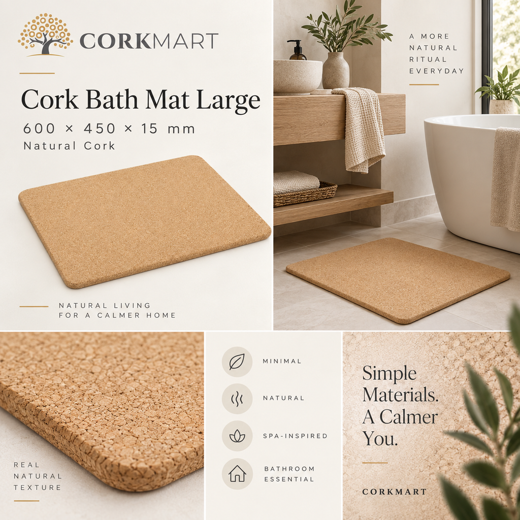 Cork Bath Mat Large editorial collage
