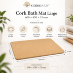 Cork Bath Mat Large infographic with dimensions and features