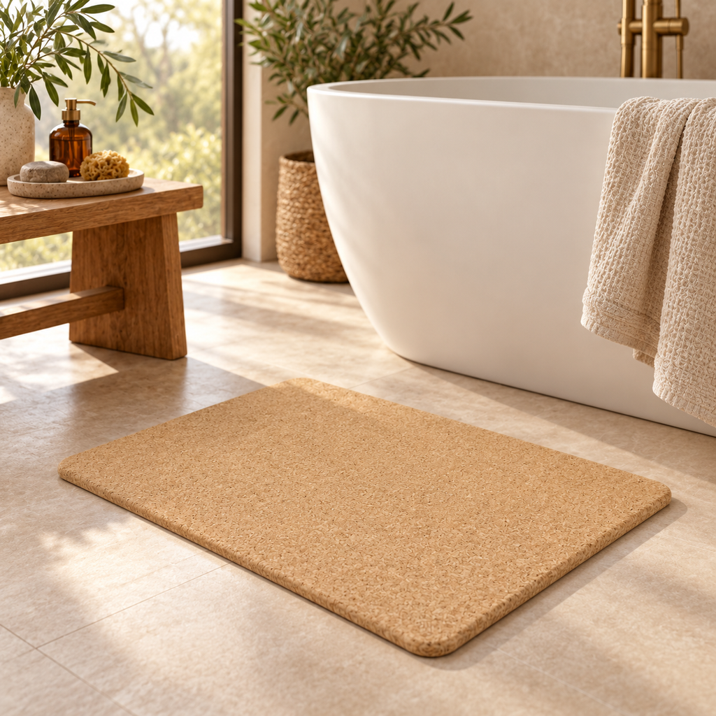 Cork Bath Mat Large in a premium spa-inspired bathroom