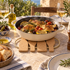 Cork Bottle Trivet in a Mediterranean table setting