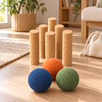 Cork Bowling Set Ref. 3450-B — premium lifestyle scene with cotton storage bag