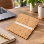 Cork Business Card Holder Natural Finish — desk and networking use