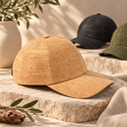 Cork Cap collection — premium lifestyle composition with Natural, Black and Green variants