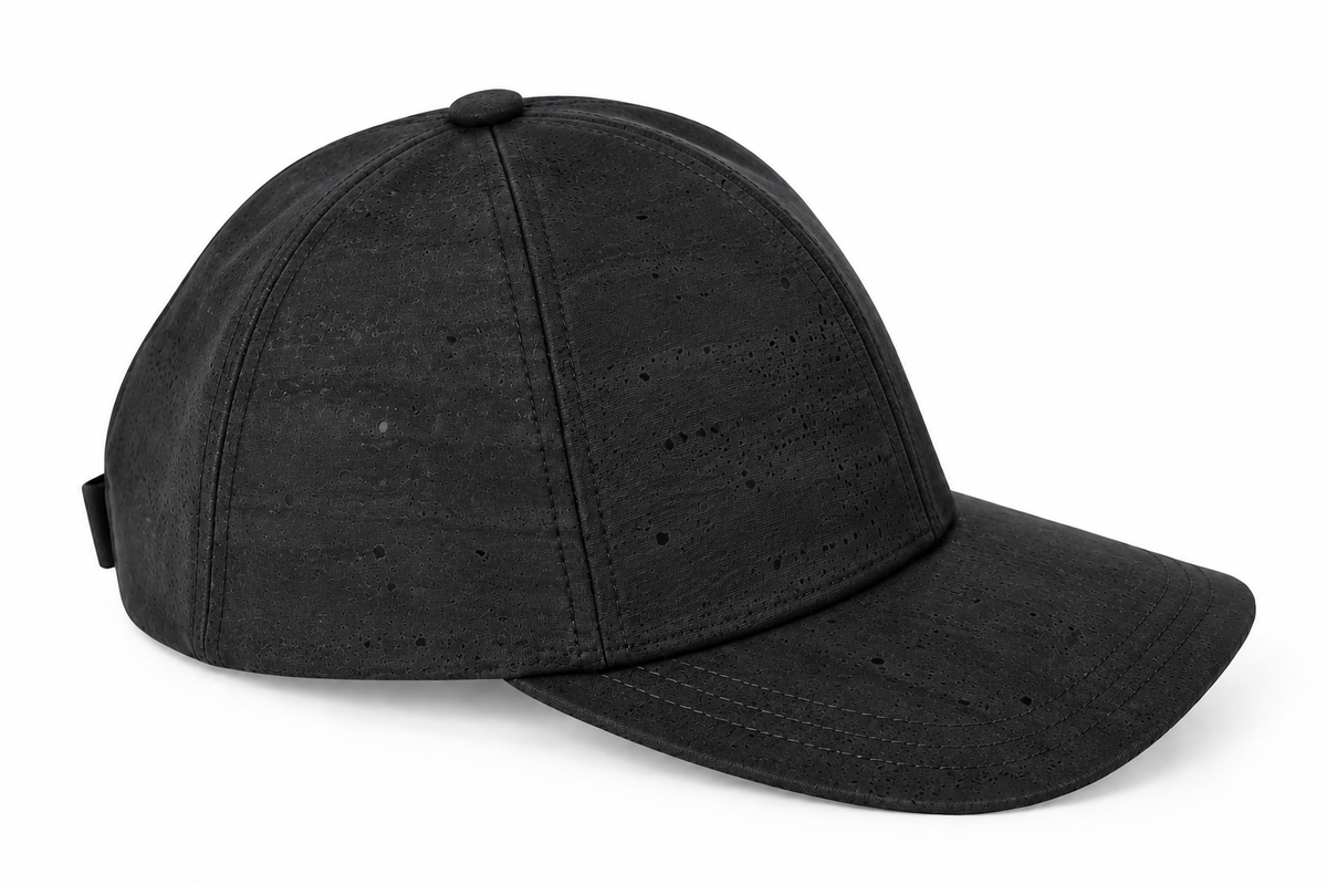 Cork Cap Black — Ref. 8830BK hero view in black cork fabric