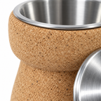 Macro detail of natural cork texture and brushed metal insert on Cork Champagne cooler