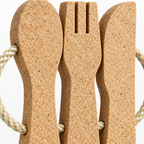 Close-up of Cork Cutlery Trivet cork texture and braided rope