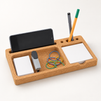 Cork Desk Organizer Tray, 300 × 150 × 20 mm, isolated on white background
