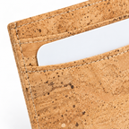 Cork Document Holder Ref. 8905 — macro detail of natural cork fabric, stitching and front opening