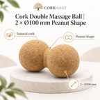 Cork Double Massage Ball infographic with CorkMart branding