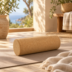Cork Exercise Roller in a warm Mediterranean-inspired wellness setting