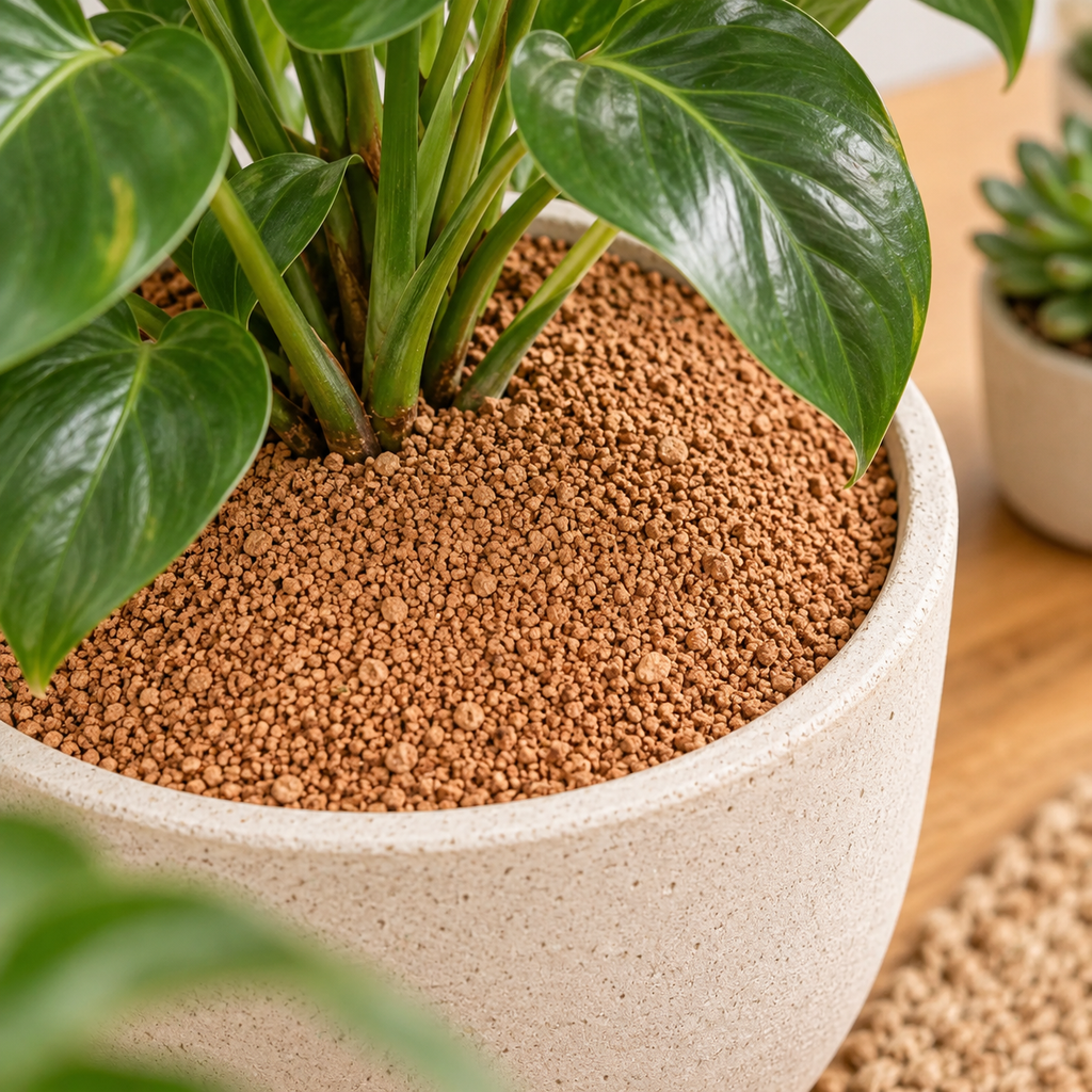 Cork Granules used in a decorative botanical planting application