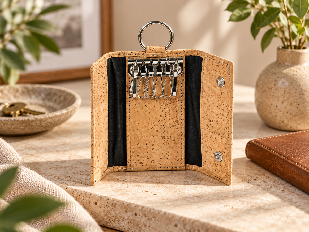 Cork Key Case Natural Finish — premium lifestyle setting