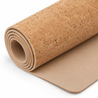 Macro detail of cork textile surface, latex backing and 4 mm profile on Cork & Latex Yoga Mat