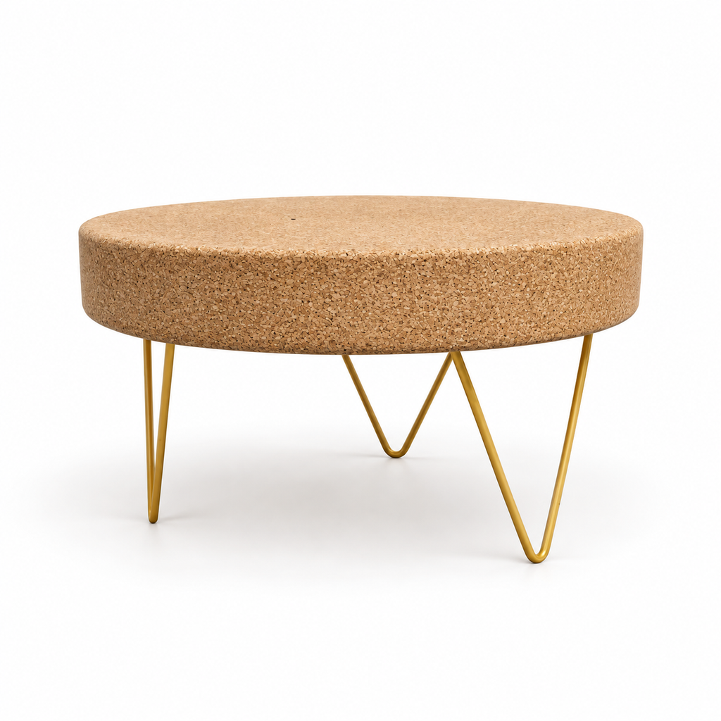 Cork & Metal Zig Zag Coffee Table, Ø610/650 × H480 mm, isolated on white background