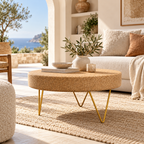 Cork & Metal Zig Zag Coffee Table in a Mediterranean-inspired living room