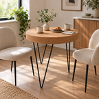 Cork & Metal Zig Zag Table used as a compact dining or breakfast table in a bright interior