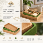 Cork Nesting Desk Tray Set A editorial collage
