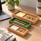 Cork Nesting Desk Tray Set A used to organize office essentials