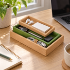 Cork Nesting Desk Tray Set A in a real workspace
