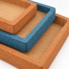 Cork Nesting Desk Tray Set B, cork texture and blue accent detail