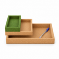 Cork Nesting Desk Tray Set C with green accent, 3 pieces, hero view