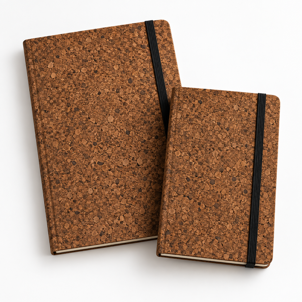 Cork Notebook with Elastic Closure | Brown Finish — A5 and A6 hero view