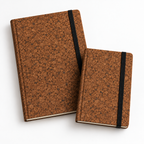 Cork Notebook with Elastic Closure | Brown Finish — A5 and A6 angled view