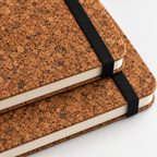 Cork Notebook with Elastic Closure | Brown Finish — close-up of brown cork texture and black elastic band