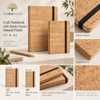 CorkMart editorial collage for Cork Notebook with Elastic Closure | Natural Finish