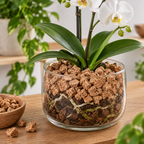 Cork Nuggets (Cork Bits) used in an orchid planting display