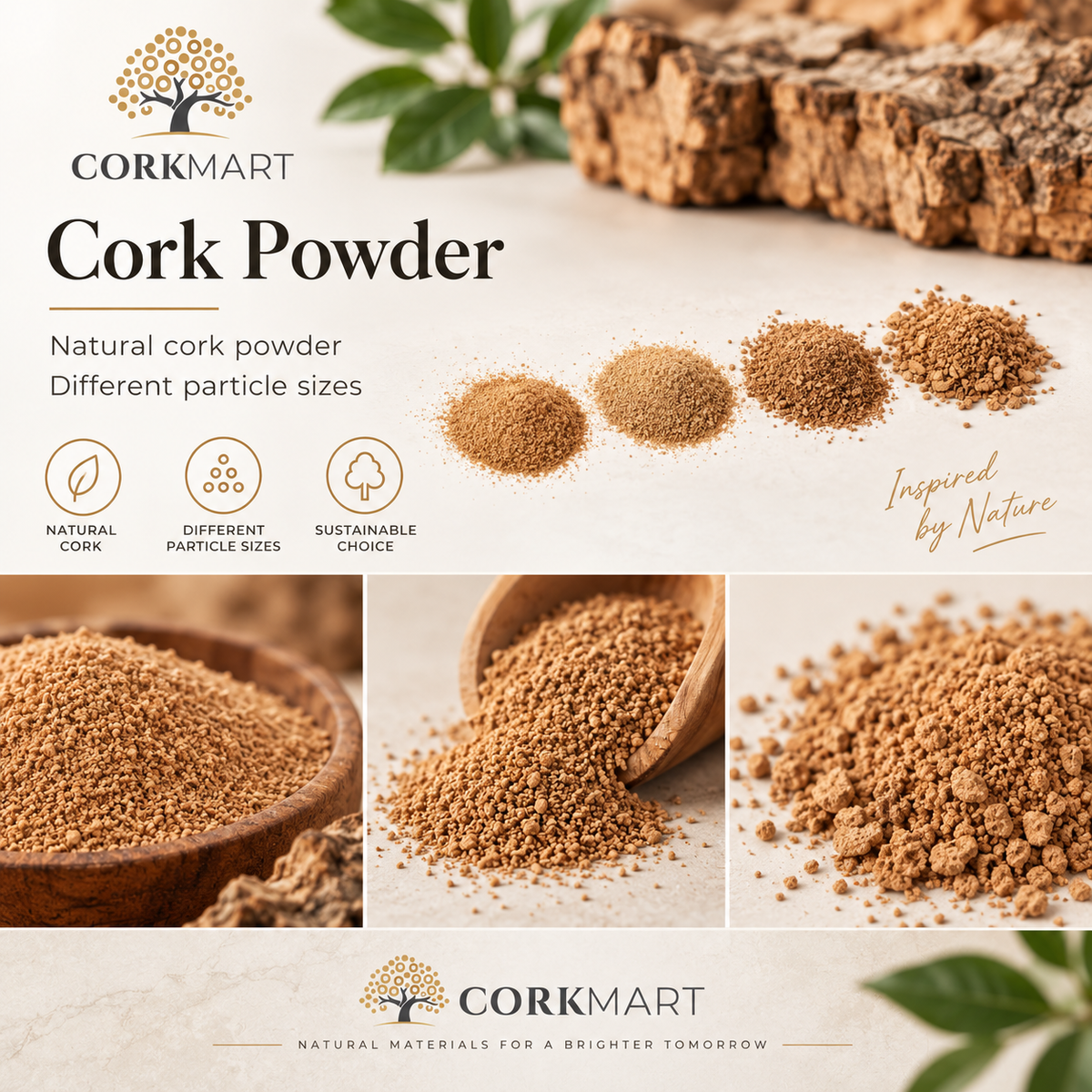 CorkMart editorial collage for Cork Powder