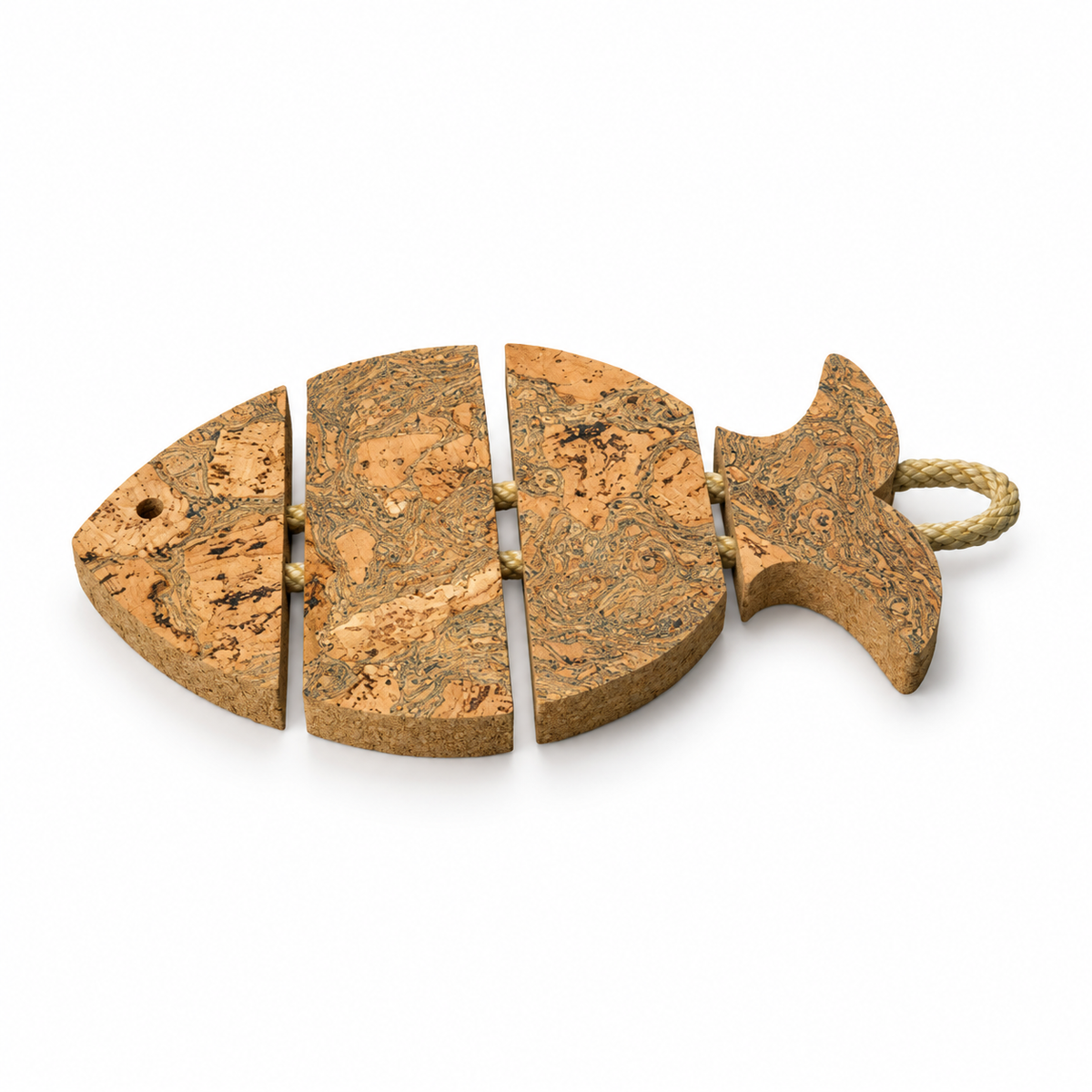 Cork Sea Bass Trivet 29 × 18.5 cm on white background