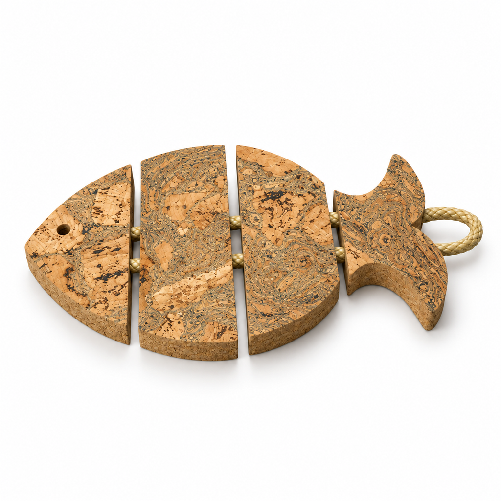 Cork Sea Bass Trivet 29 × 18.5 cm studio angle