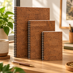 Cork Spiral Notebook | Brown Finish — A4, A5 and A6 in a warm lifestyle setting