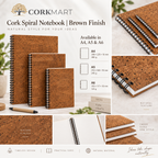 CorkMart editorial collage for Cork Spiral Notebook | Brown Finish