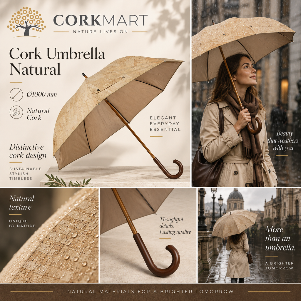 Cork Umbrella Natural editorial collage