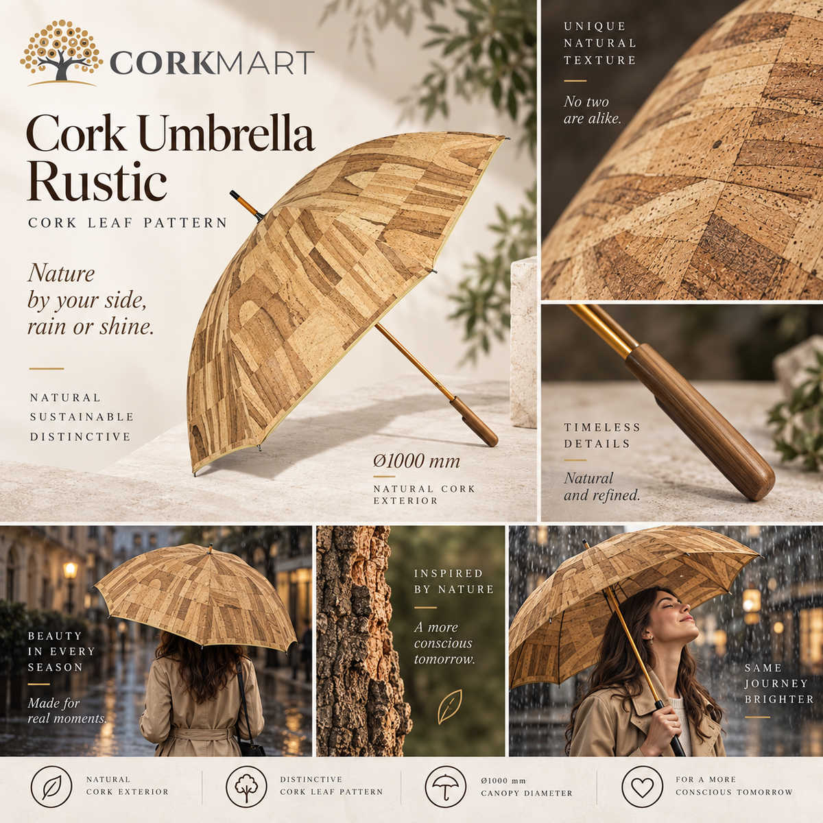 Cork Umbrella Rustic editorial collage