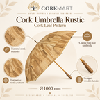Cork Umbrella Rustic infographic with Ø1000 mm diameter and features