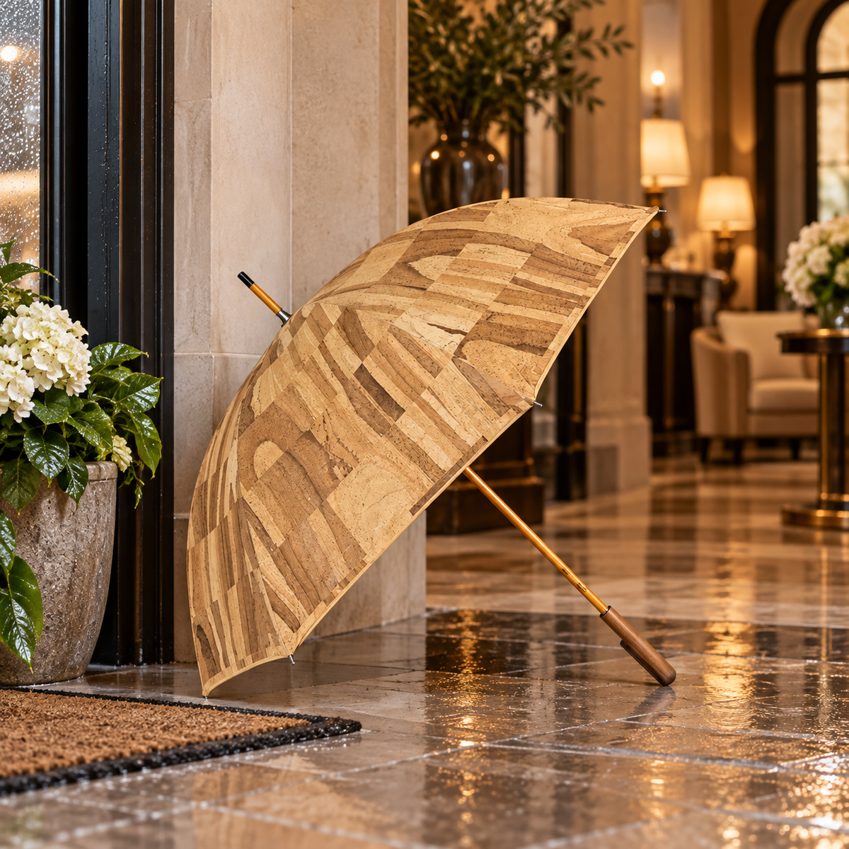 Cork Umbrella Rustic in a premium lifestyle setting