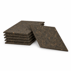 Six Diamond Dark cork wall tiles arranged to show shape, thickness and set quantity