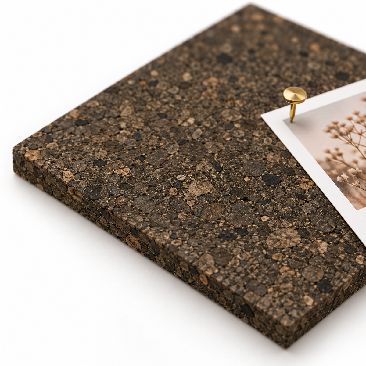 Macro detail of Diamond Dark cork texture, 7 mm thickness and push pin use