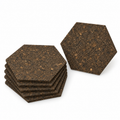 Cork Wall Tiles Hexagon Dark, set of 6, self-adhesive, isolated on white background