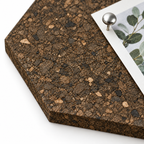 Macro detail of Hexagon Dark cork texture, 7 mm thickness and push pin use