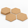 Cork Wall Tiles Hexagon Natural, set of 6, self-adhesive, isolated on white background